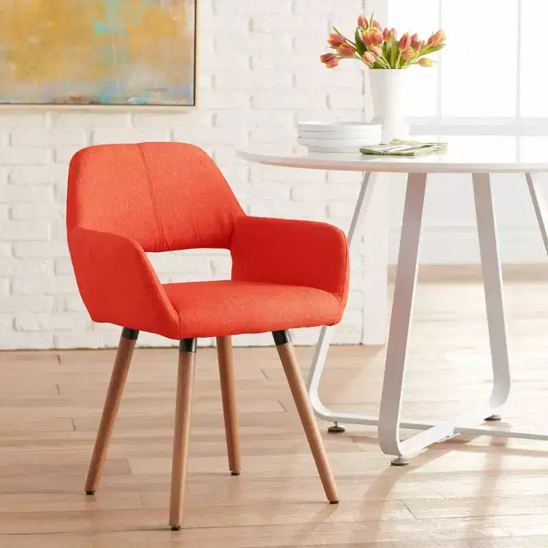 Sedia da pranzo moderna in tessuto arancione Mid-Century, 31"A x 21.5"L x 22"P
