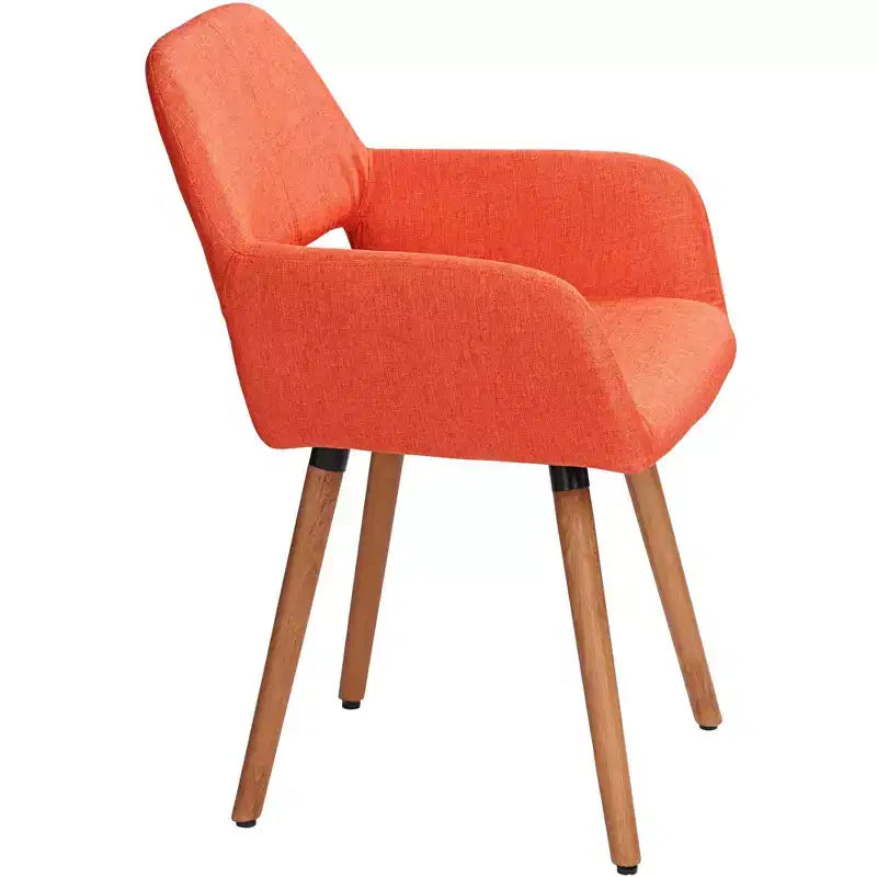 Sedia da pranzo moderna in tessuto arancione Mid-Century, 31"A x 21.5"L x 22"P