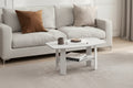 Furinno 35.5 Simple Design Industrial Coffee Table 2-Tier Rectangular Living Room Furniture,White
